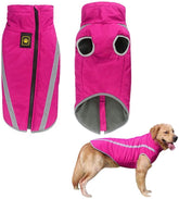 KUTKUT Windproof Warm Dog Winter Jacket| Reflective Cold Weather Coat | Waterproof Polar Fleece Lining Wind Breaker with Leash Hole Pet Warm Clothing For Small, Medium and Large Dogs - kutkut